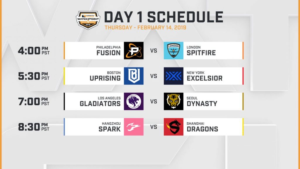 Overwatch League Day 1 schedule