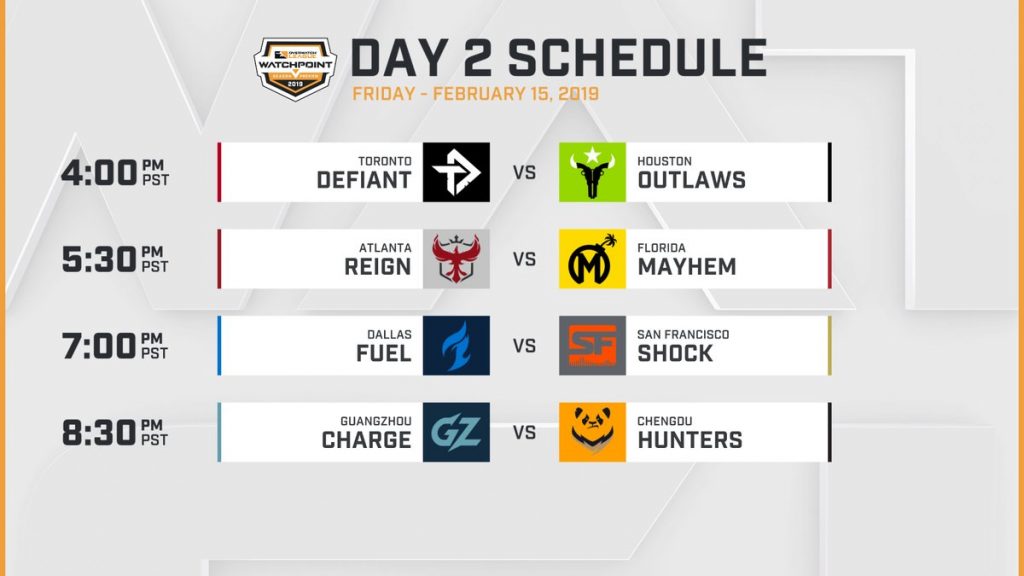 Overwatch League Day 2 schedule