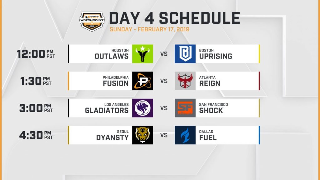 Overwatch League Day 4 schedule