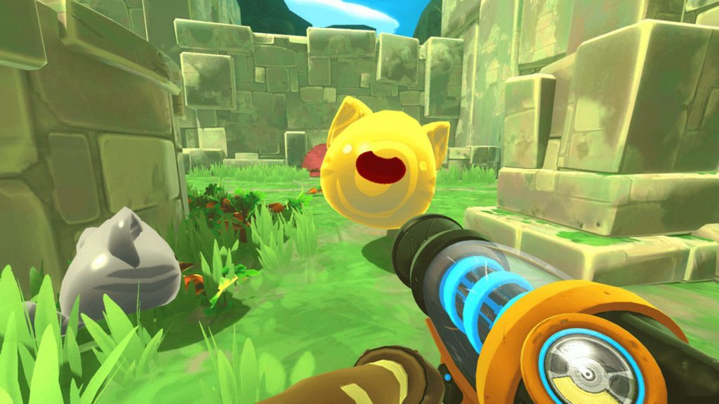 Just by looking at the smiling slime in Slime Rancher will boost your mood.